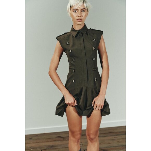 ZARA SHORT DRESS WITH SHOULDER PADS AND RUFFLES - Picture 3 of 9